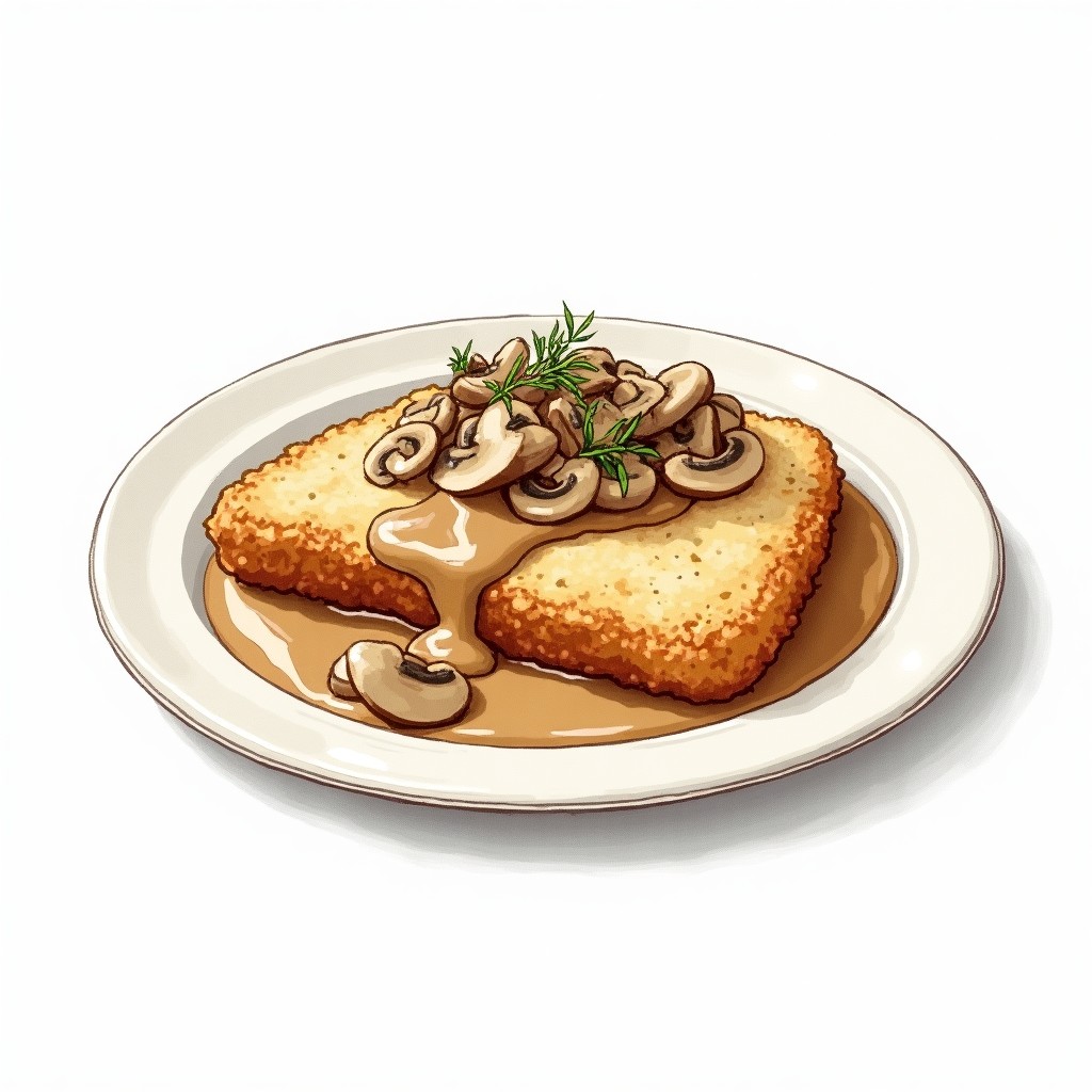 German Jägerschnitzel with Mushroom Gravy