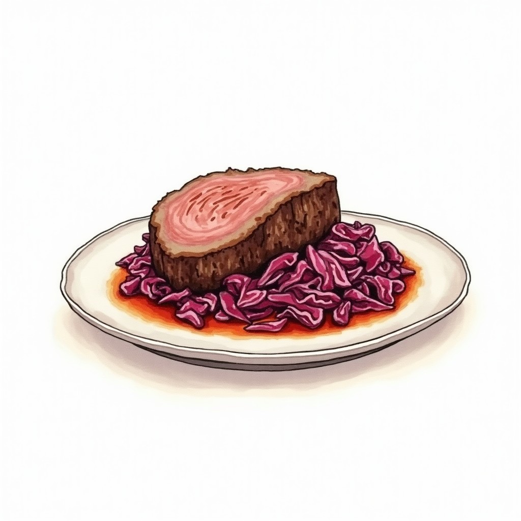 German Sauerbraten with Red Cabbage