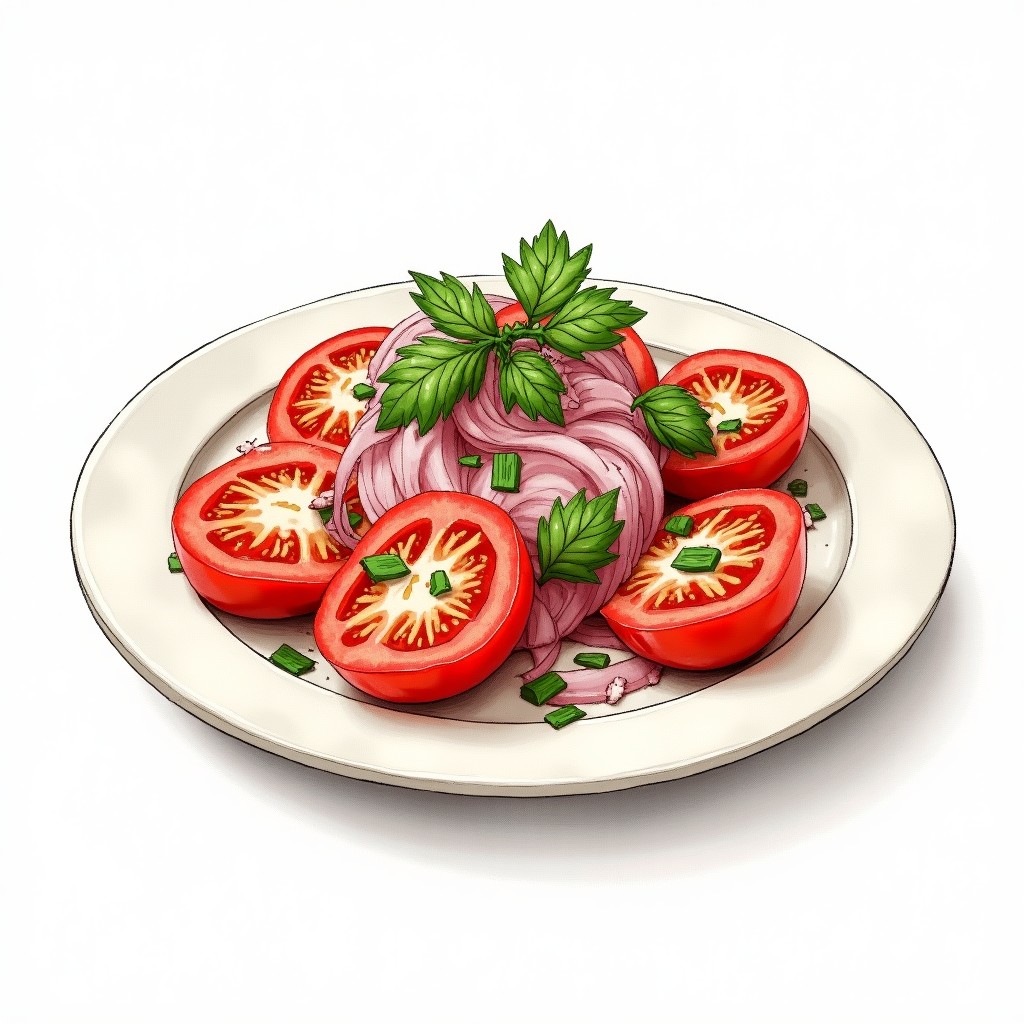 German Tomato Salad with Onions and Herbs