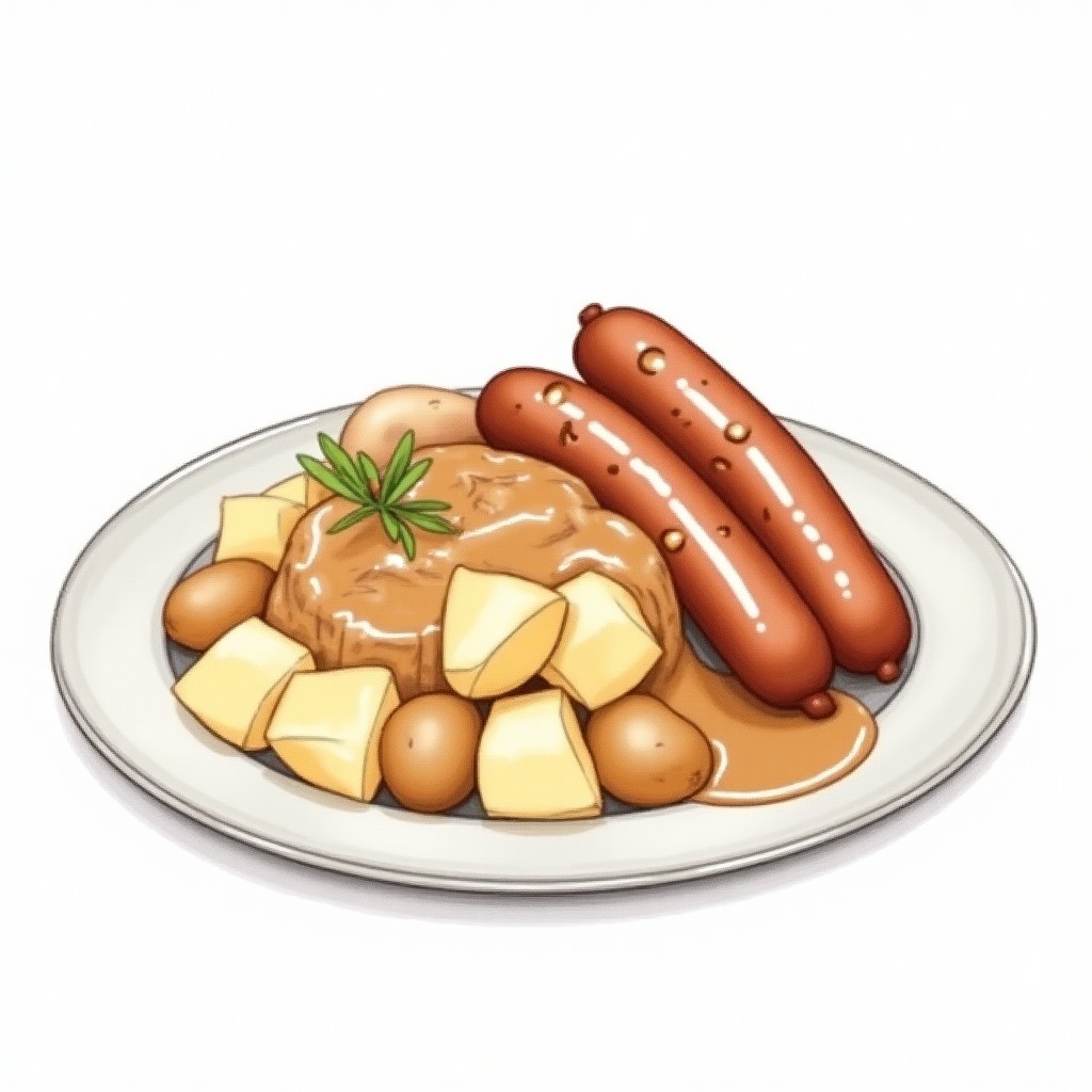 Traditional Bangers and Mash with Onion Gravy
